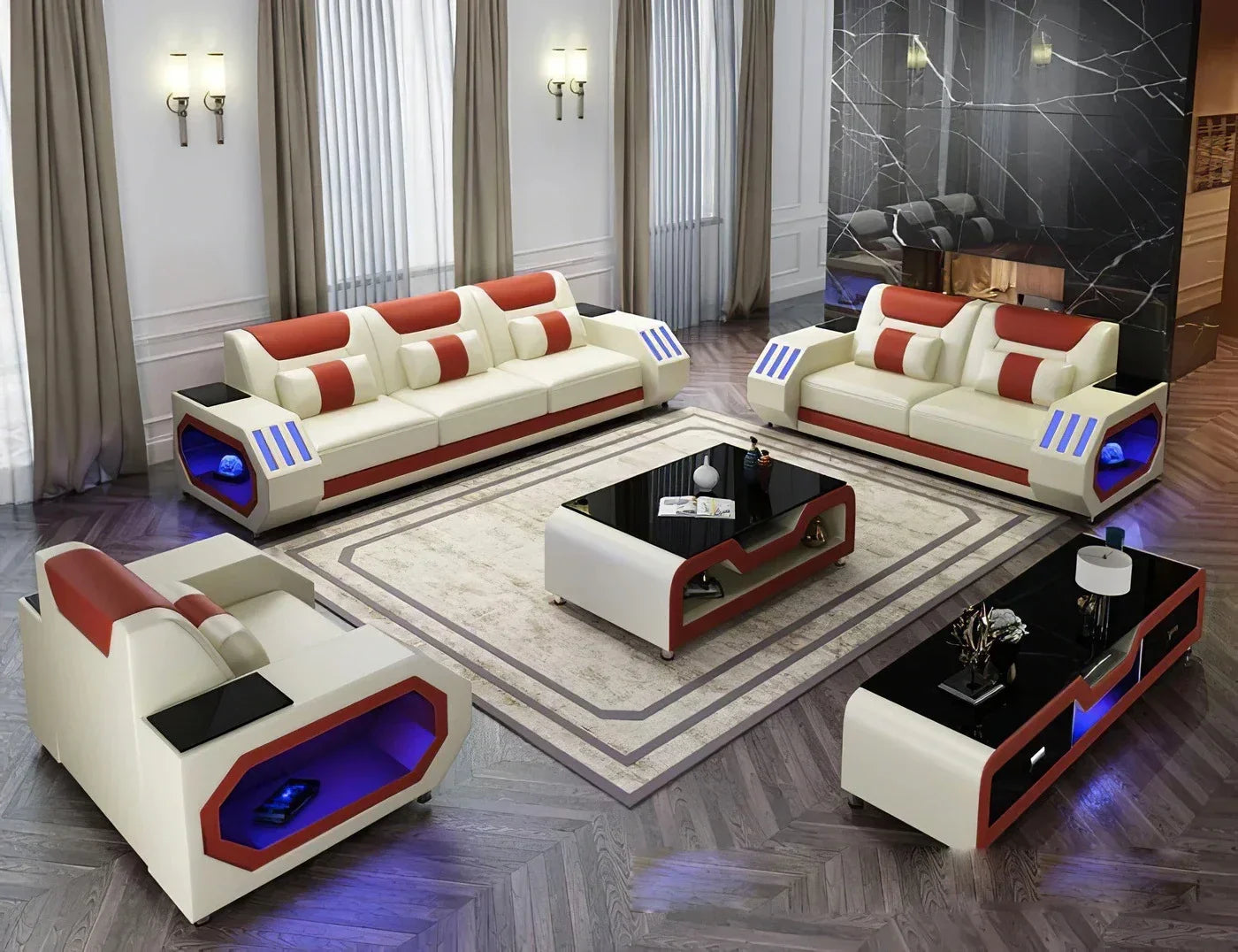 Internet celebrity modern multi-functional led living room comfortable living room reclining sofa