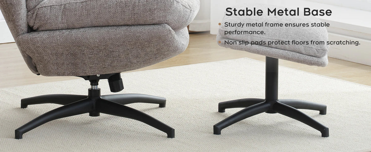 TODRANI 360° Swiveling Tilting Chenille Accent Chair with Ottoman Comfy Modern Armchair for Living Room Reading TV Lounge Chair