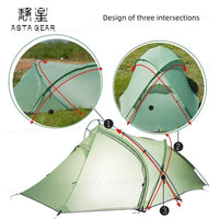 2 Person Ultralight Backpacking Tent 1.69kg 5000mm Waterproof 10D Nylon Triple Cross Pole Tent for Camping Hiking Trekking
