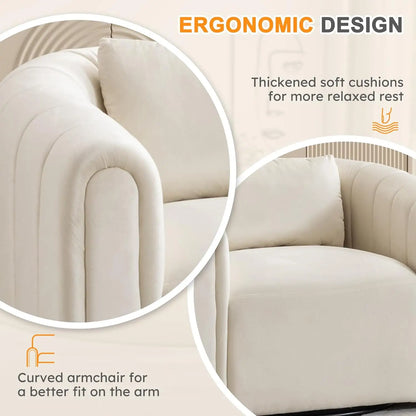 Swivel Barrel Chair Set of 2 with Plump Pillow, Comfy Round Armchair,, Customized