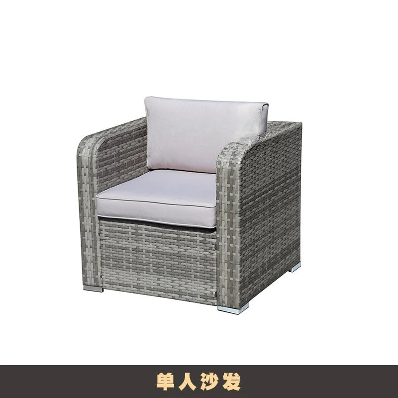 Outdoor leisure rattan sofa outdoor open-air garden courtyard waterproof and sunscreen leisure hotel bed and breakfast terrace c