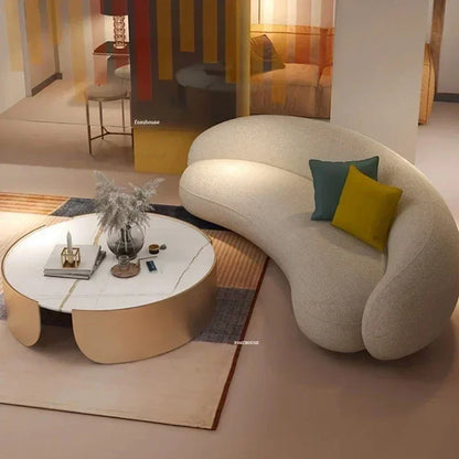 Curved Living Room Sofas Living Room Furniture Cream Style Beauty Salon Sofa Clothing Store Rest Area Reception Sofab