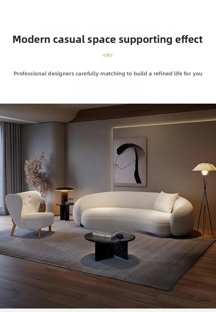 Nordic, modern minimalism, lamb wool cashew curved creative sofa