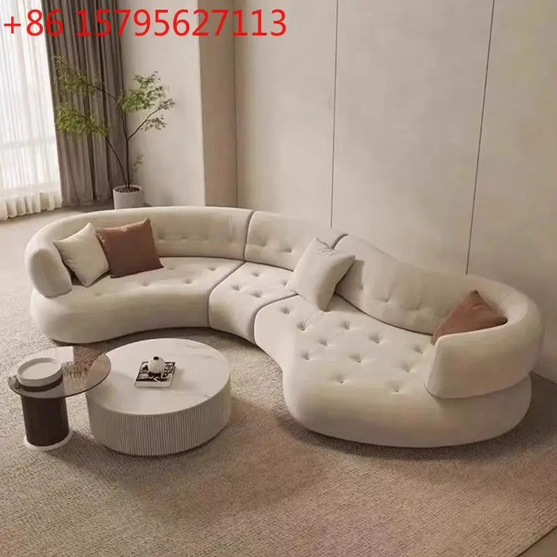 Wabi Sand Cream Wind Sofa Living Room Hotel Villa Light Luxury Special-shaped Corner Technology Cloth Sofa