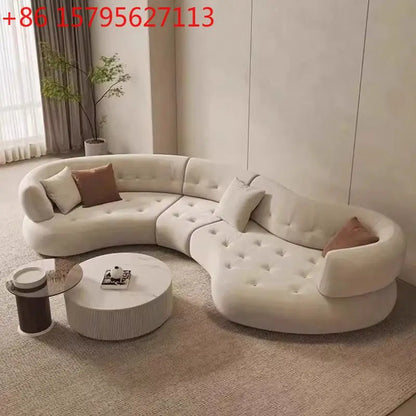 Wabi Sand Cream Wind Sofa Living Room Hotel Villa Light Luxury Special-shaped Corner Technology Cloth Sofa