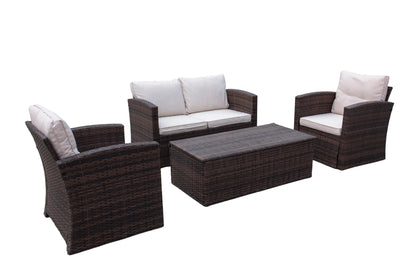 Modern Outdoor Rattan Sofa Set for Patio Balcony Living Room or Courtyard-Woven Wicker Chair Combination for Park Leisure