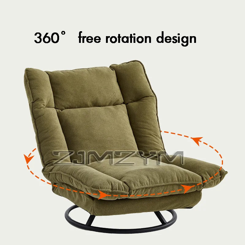 360° Rotation Fabric Rotating Sofa Chair for Living Room Balcony with Adjustable Backrest Lazy Sofa Leisure Chairs