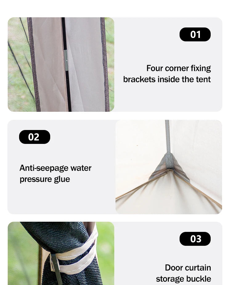210D Outdoor 6-10p family camping anti-mosquito large canopy Portable folding tent sun protection waterproof beach park pergola