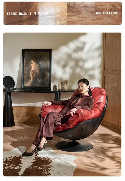 Italian single sofa chair living room designer casual lazy sofa vintage swivel chair