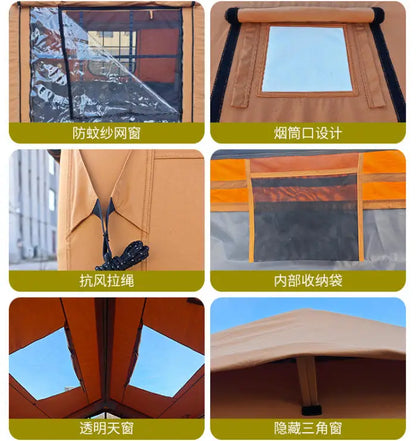 Outdoor Camping Tents for 3-4 People Fully Automatic Inflatable Marquee TC Cotton Camping Site Stargaze Canopies Canvas Marquee