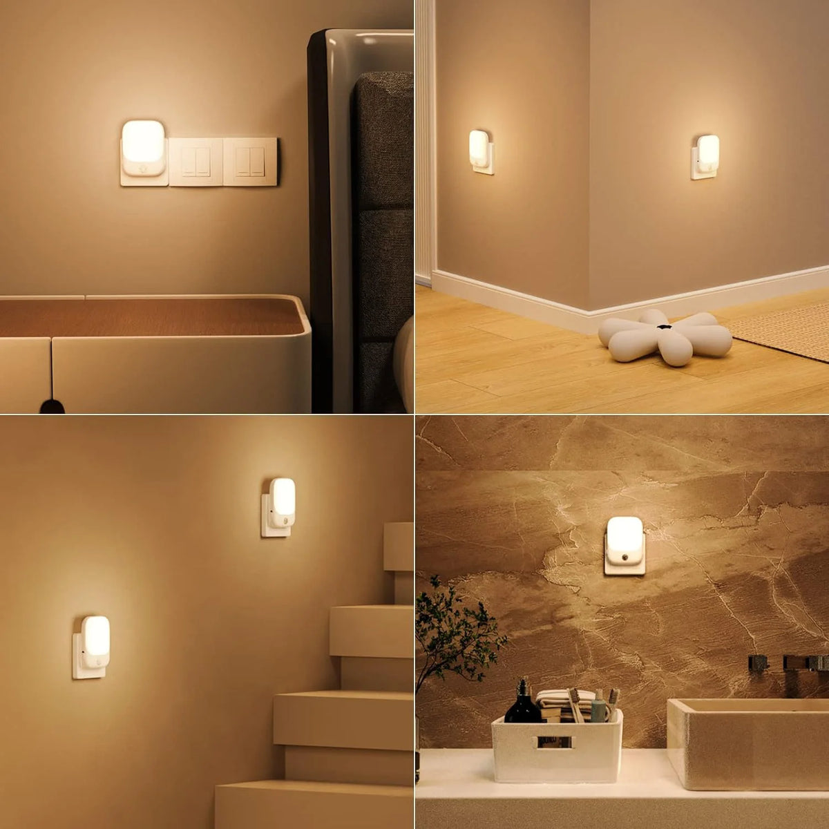 1pc/2pcs EU Plug in LED Motion Sensor Night Lights for Kids Bedroom Auto Dusk to Dawn Sensor Dimmable Wireless Cabinet Lamp
