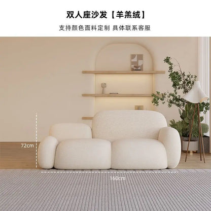 Living room simple modern cream style rental house fabric sofa straight row light luxury bedroom cloud sofa