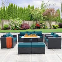 ##For Garden Furniture Set 7 PCS, Garden Fire Pit Table Patio Sets, No-Slip Cushions and Waterproof Covers, Garden Furniture Set