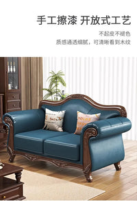 Customizable American Country Vintage Log Leather Sofa