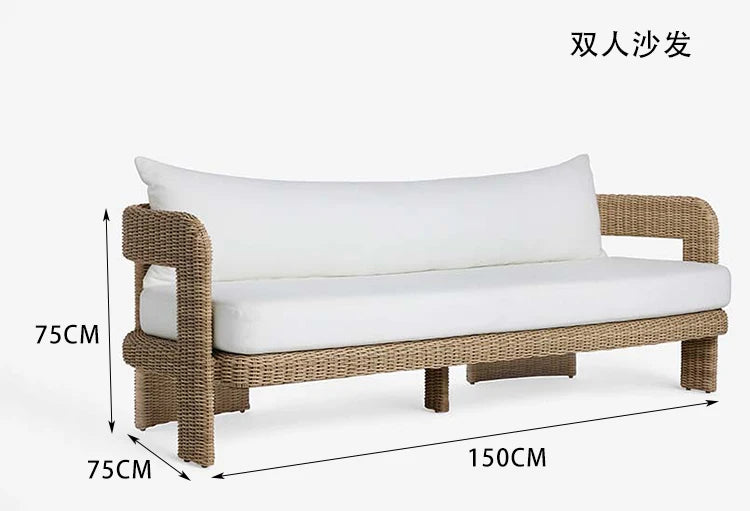 Outdoor courtyard garden, leisure rattan sofa, rattan chair combination, outdoor balcony, waterproof and sunscreen furniture