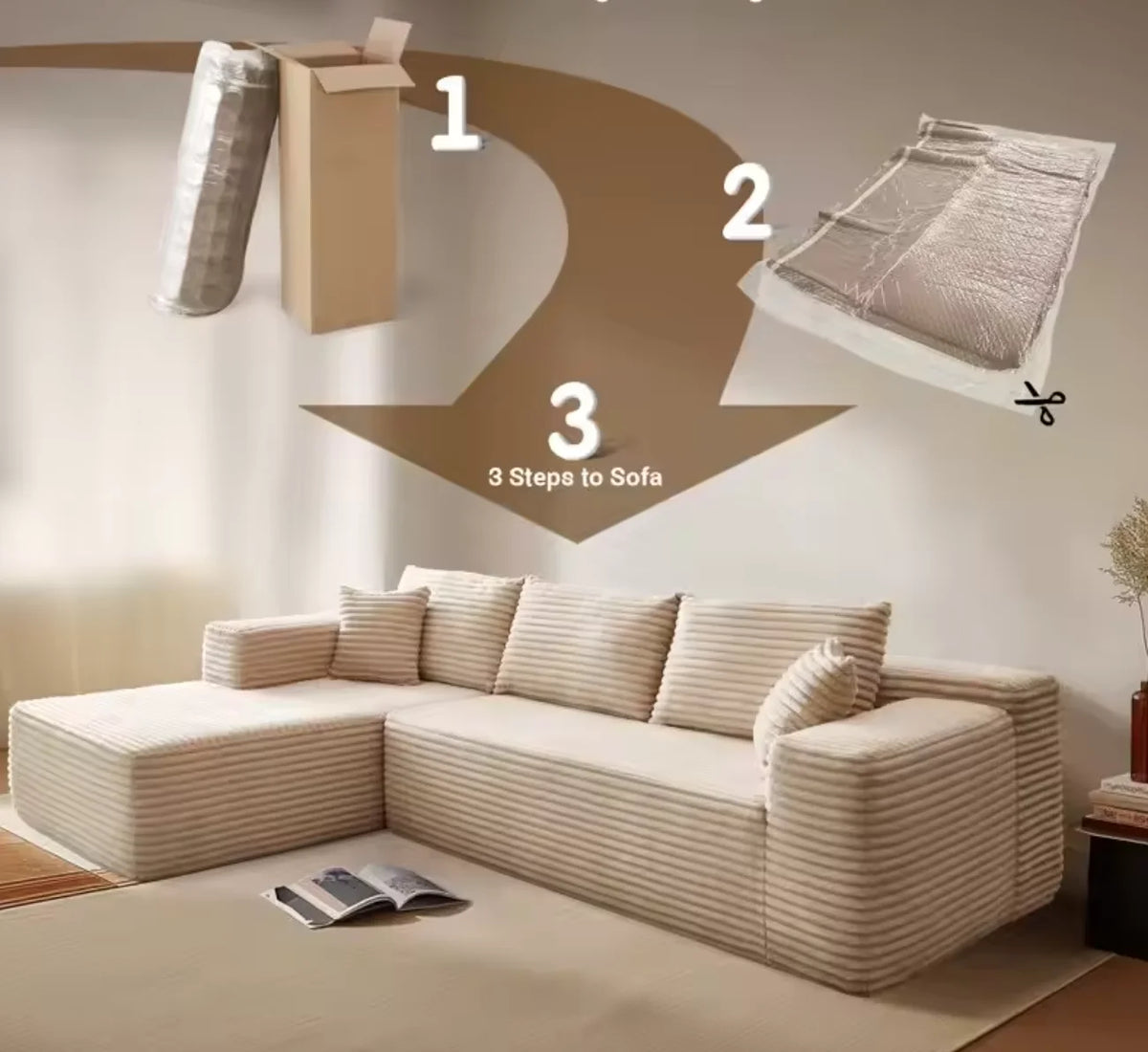 Modern Giant Memory Foam Vacuum-Compressed Sofa Bed Couch Built-Up Style for Living Room Bedroom Fabric Upholstery for Hotels