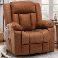 360° Swivel Recliner with Massage & Heating, Rocking Chair with Side Pockets & USB for Living Room, Nursery, or Bedroom