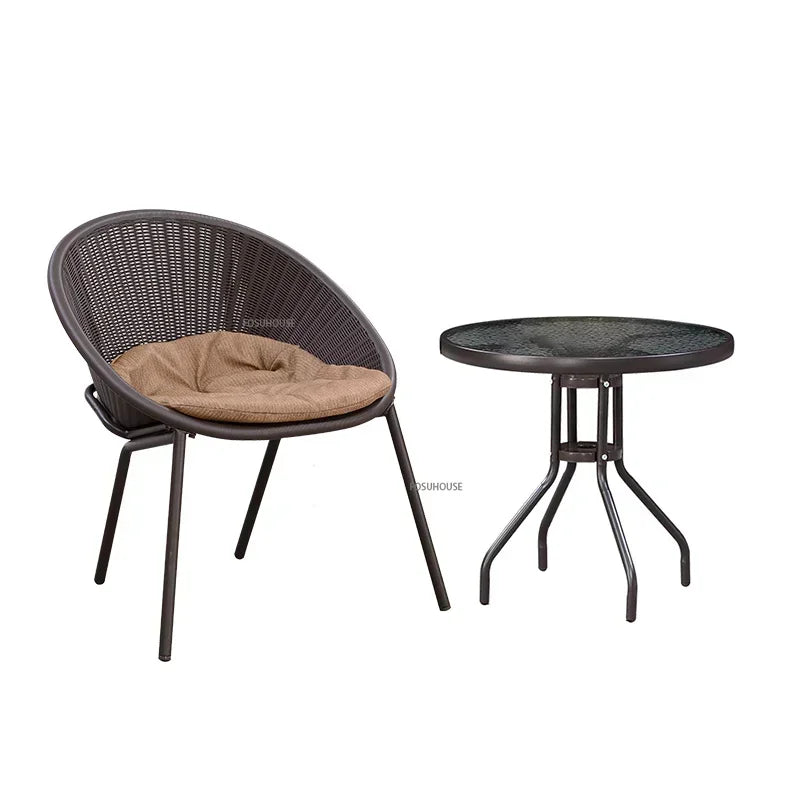 Outdoor Rattan Chair Garden Furniture Set Household Outdoor Balcony Leisure Table and Chair Three-piece Set Mini Coffee Table