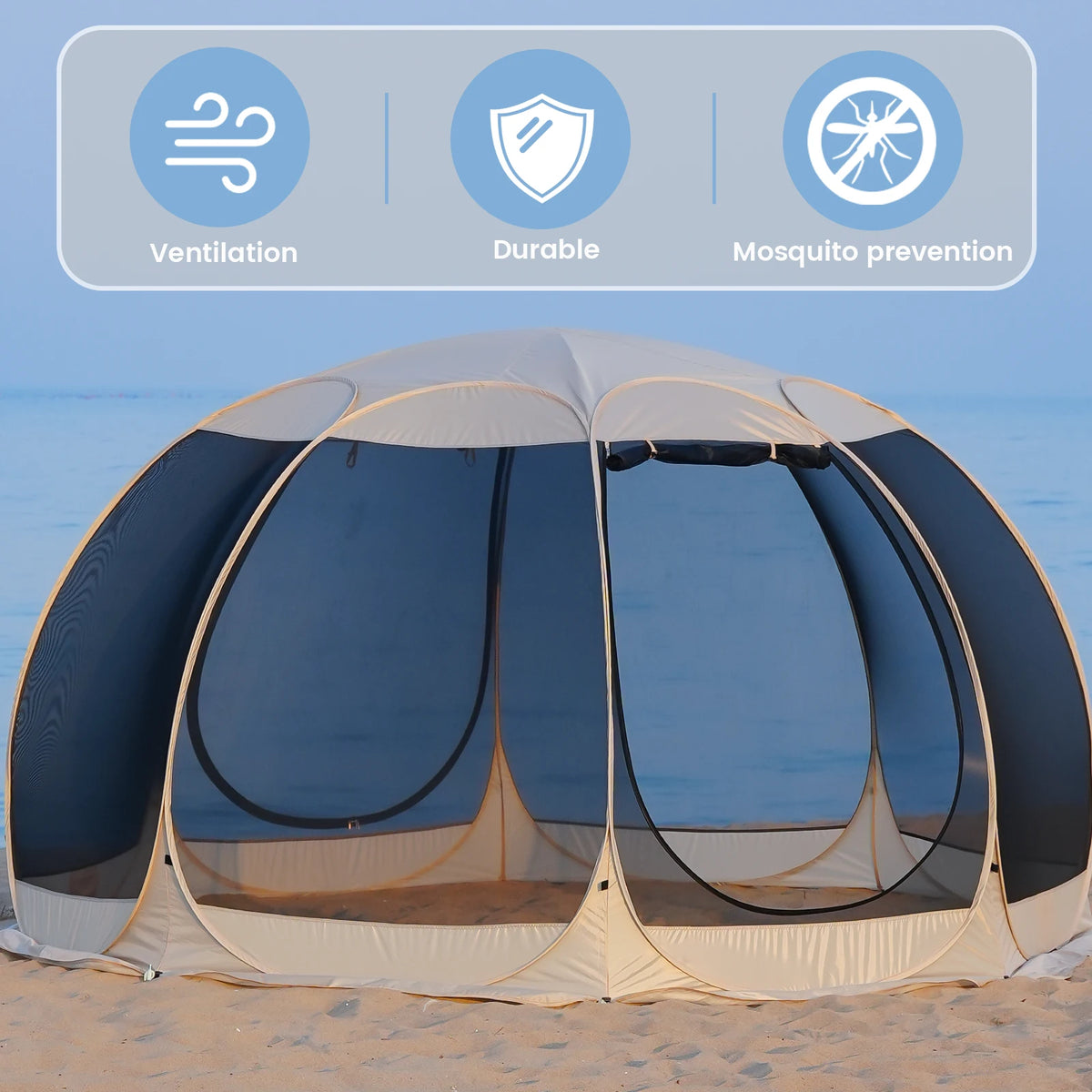 Portable Screen House Tent with Mosquito Net 6-8 Person Camping Backyard Patio & Protection Outdoor Shelter Suitable for family