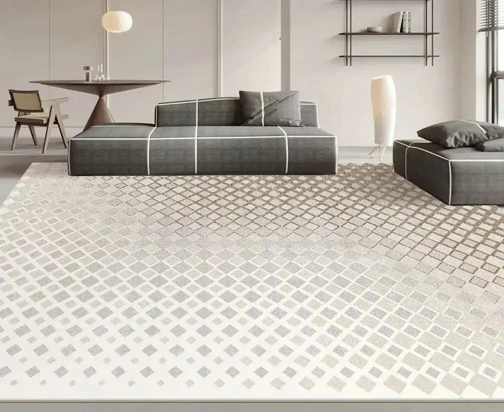 Modern White Minimalism Large Living Room Carpet Light Luxury Beige Decoration Bedroom Carpet Soft Lounge Rug Washable Floor Mat