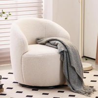 Swivel Barrel Chair, 360° Small Single Sofa Armchair Comfy Round Sofa Chair, Boucle Chairs Padded Armchair, Modern Rou