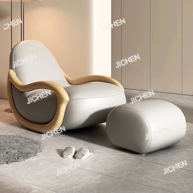 JC Italian Support Living Room Chairs Simple White Lazy Designer Recliner Chairs Armchair Sofa Comfy Fauteuil Salon Home