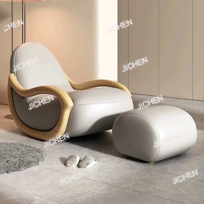 JC Italian Support Living Room Chairs Simple White Lazy Designer Recliner Chairs Armchair Sofa Comfy Fauteuil Salon Home