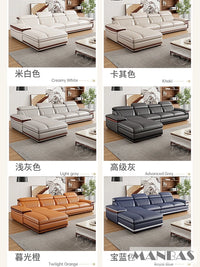 MINGDIBAO Premium Italian Genuine Leather Sofa Set for Living Room with Adjustable Headrests, Bluetooth Speaker, Wireless Charge