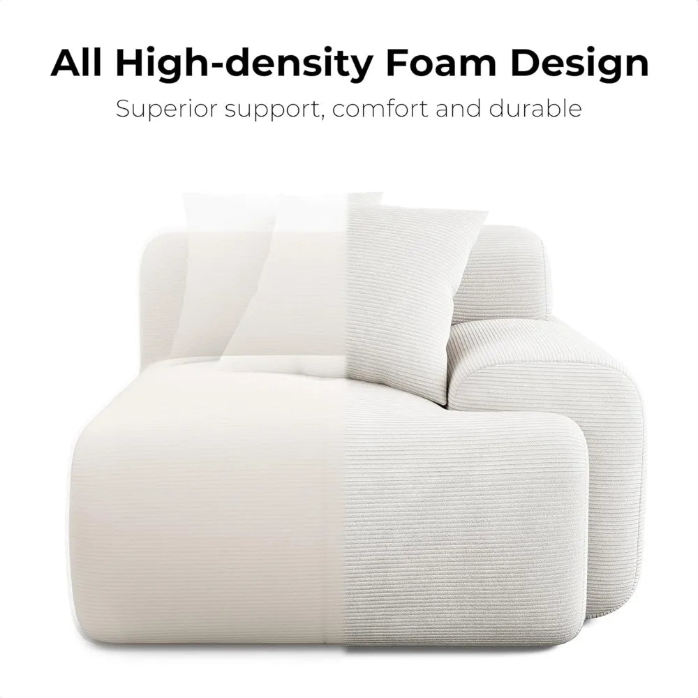 118" Modern L-Shaped Modular Sectional Sofa for Living Room, Upholstery Beige, Oversized 3-Seater Couch with Deep Seat