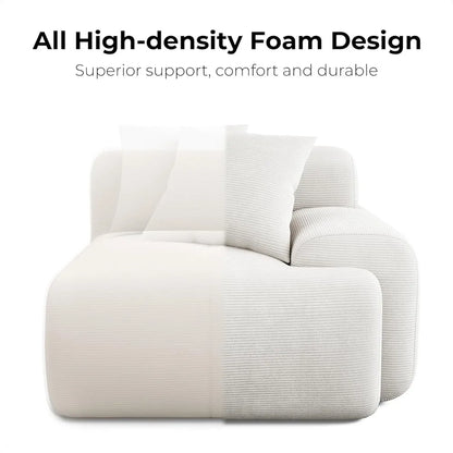 118" Modern L-Shaped Modular Sectional Sofa for Living Room, Upholstery Beige, Oversized 3-Seater Couch with Deep Seat