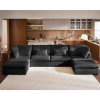 Wide Seat Sectional with Reversible Chaise, Modern Comfy Sleeper Sofa Bed for Living Room, Shaped Couches in Corduroy