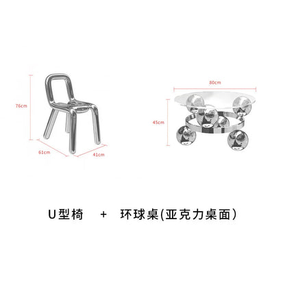 CZ Vintage Stainless Steel Irregular Single Chair Home Backrest Minimalist Industrial Style Restaurant Leisure Dining Chair