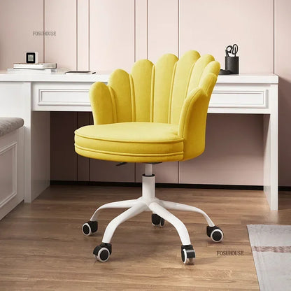 Creative Simple Fabric Petal Office Chairs Household Bedroom Gaming Chairs Lift Backrest Computer Chair for Study Desk Chair WW