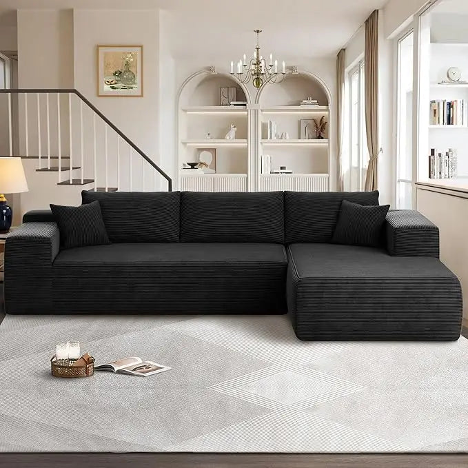 l-shaped cloudy sectional sofa for living room: pre-assembled, modular design with plush comfort and deep seating