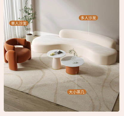 Cream Single Sofa Chair Balcony Light Luxury Chair Tea Table Combination Beauty Salon Rest Area Reception Negotiation Chair