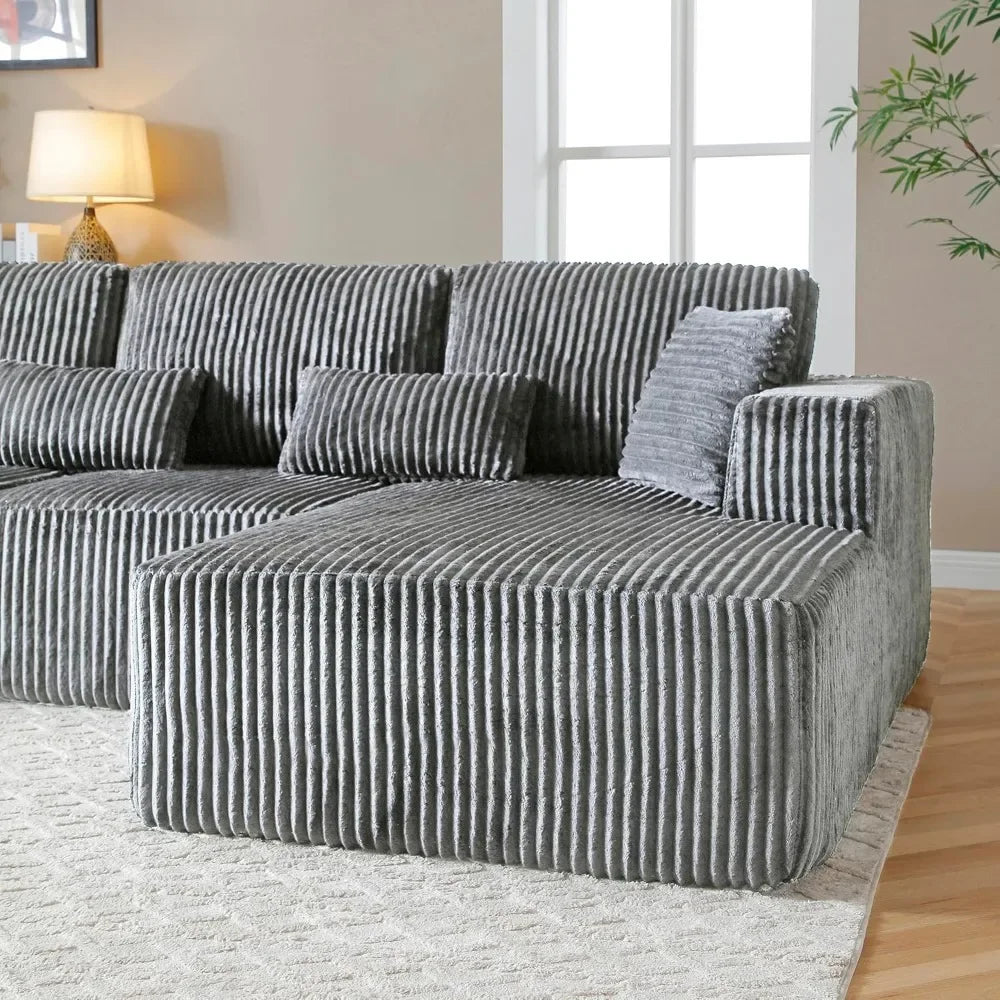 L-Shaped Modular Cloud Sofa with Chaise & Deep Seats