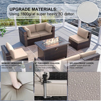 Modern Patio Rattan Sofa Set PE Wicker Sectional Sofa Set High Quality Rattan Outdoor Furniture Set with Fire Pit