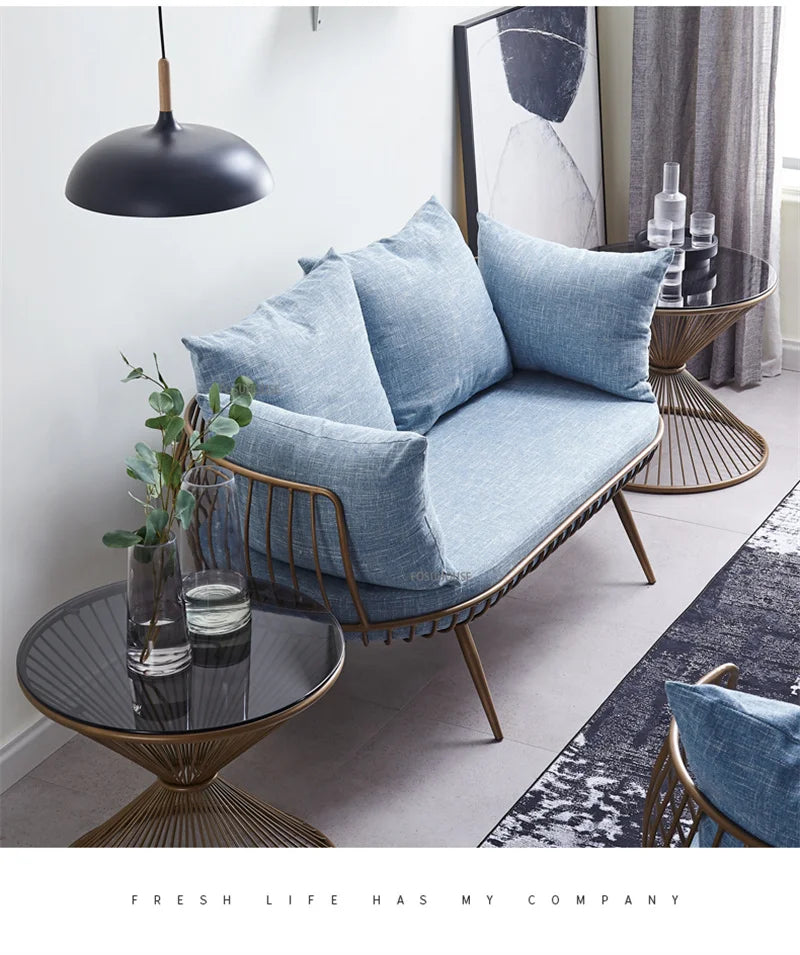 Living Room Furniture Bedroom Light Luxury Minimalist Single Sofa Chair Lounge Chair Nordic Wrought Iron Living Room Chairs