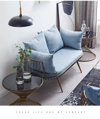 Living Room Furniture Bedroom Light Luxury Minimalist Single Sofa Chair Lounge Chair Nordic Wrought Iron Living Room Chairs