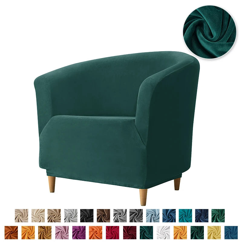 Velvet Tub Cover Chair Jacquard Single Seat Sofa Slipcover 1 Seate Living Room  Furniture Couch Washable Club Armchair Cover