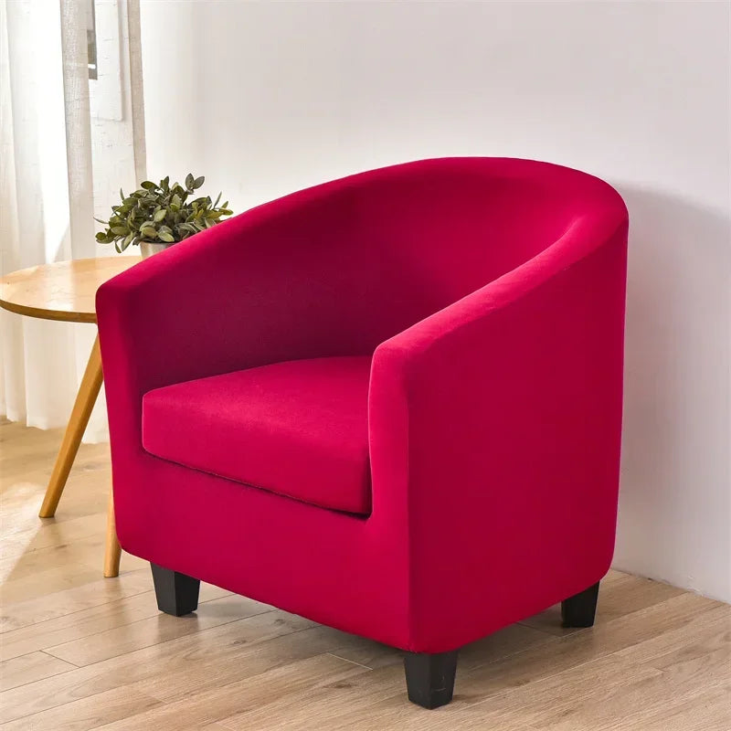 Elastic Club Chair Covers Solid Color Bath Tub Sofa Covers Single Cafe Bar Armchairs Slipcovers with Seat Cushion Cover Home