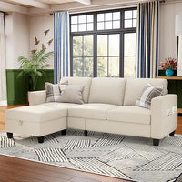 Pet-Friendly 78 L-Shaped Modular Sofa with Washable Cover and Convertible Three-Seater for Living Room