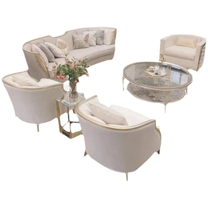 American light luxury solid wood sofa living room combination French fabric sofa simple European small apartment Internet celebr