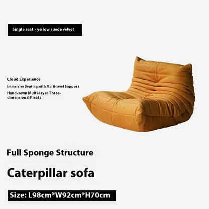 Caterpillar Floor Sofa Lazy Chair Single Seat High Density Foam Recliner Modern Lounge Couch for Bedroom Living Room Balcony