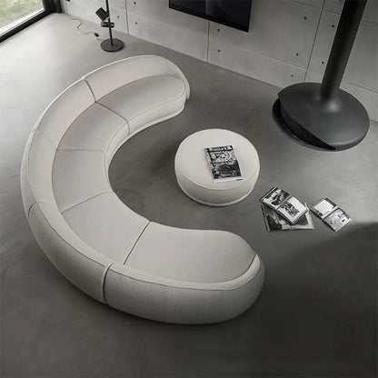 Luxury Nordic Lambswool Sofa Modern Curved Corner Living Room Sofas Stylish Comfort White Large Couch for Home Hotel Furniture