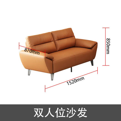Simple modern business, light luxury leather three-person sofa