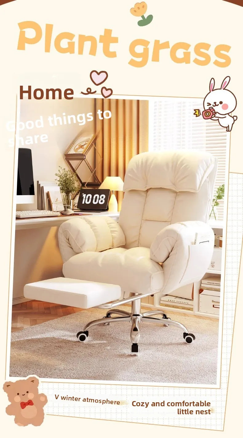 Ergonomic Office Chair Comfortable for Long Hours Metal Backrest Reclining Gaming Chair Office Office Chair Gamer Chair Muebles