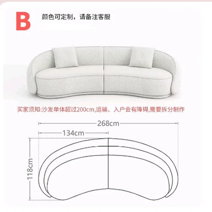Sili Style Living Room Moon Faux Leather Fabric Nordic Designer Semi-Arc Light Luxury Cashew Curved Sofa living room furniture