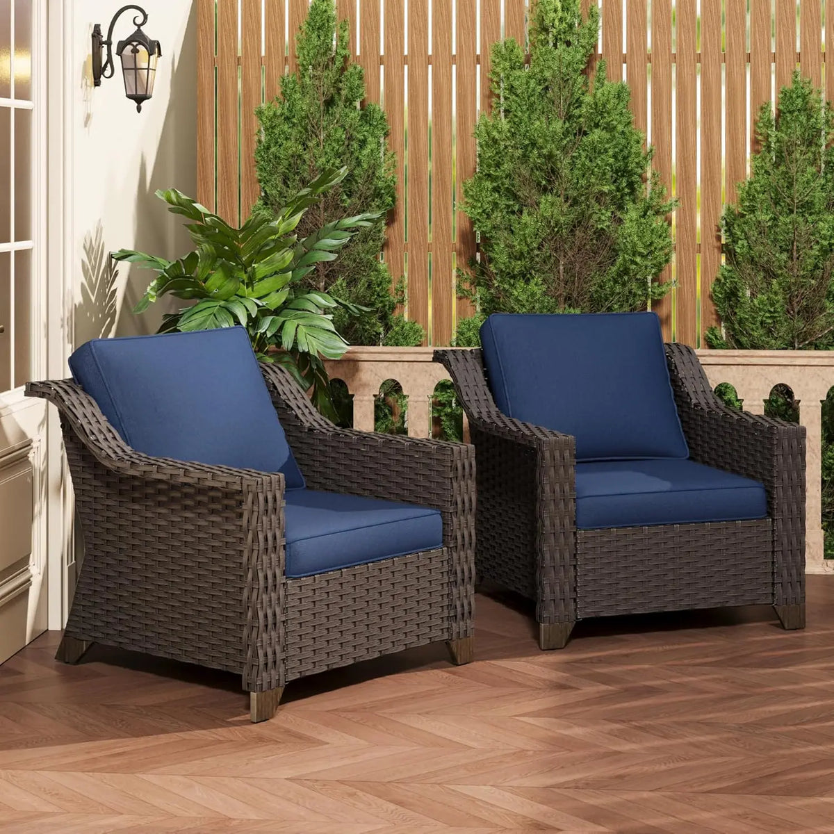 77'' Patio Sofa, All Weather Outdoor Rattan Wicker 3-Seat Sofa High Back Couch with Premium Cushions for Garden Backyard Porch(B