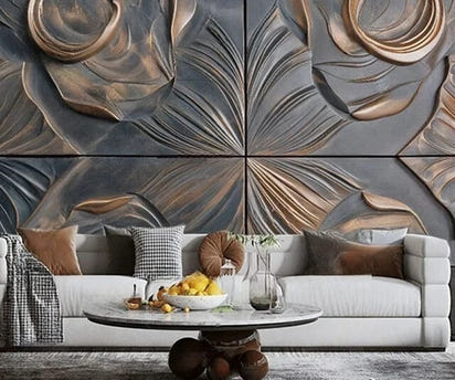 MU8844 Modern high-end golden gilded rock plate TV sofa background wall paper mural